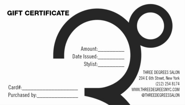 <h5>THREE DEGREES SALON Gift Card</h5>